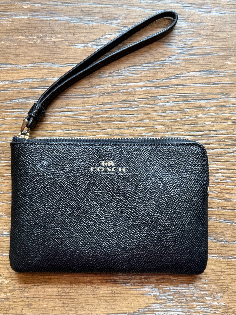 COACH Black Leather Wristlet Wallet